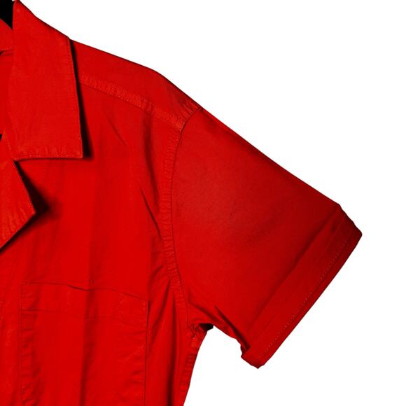 Pistola Blood Orange Short Sleeve Button Up Cotton Romper Womens Small - Picture 4 of 9